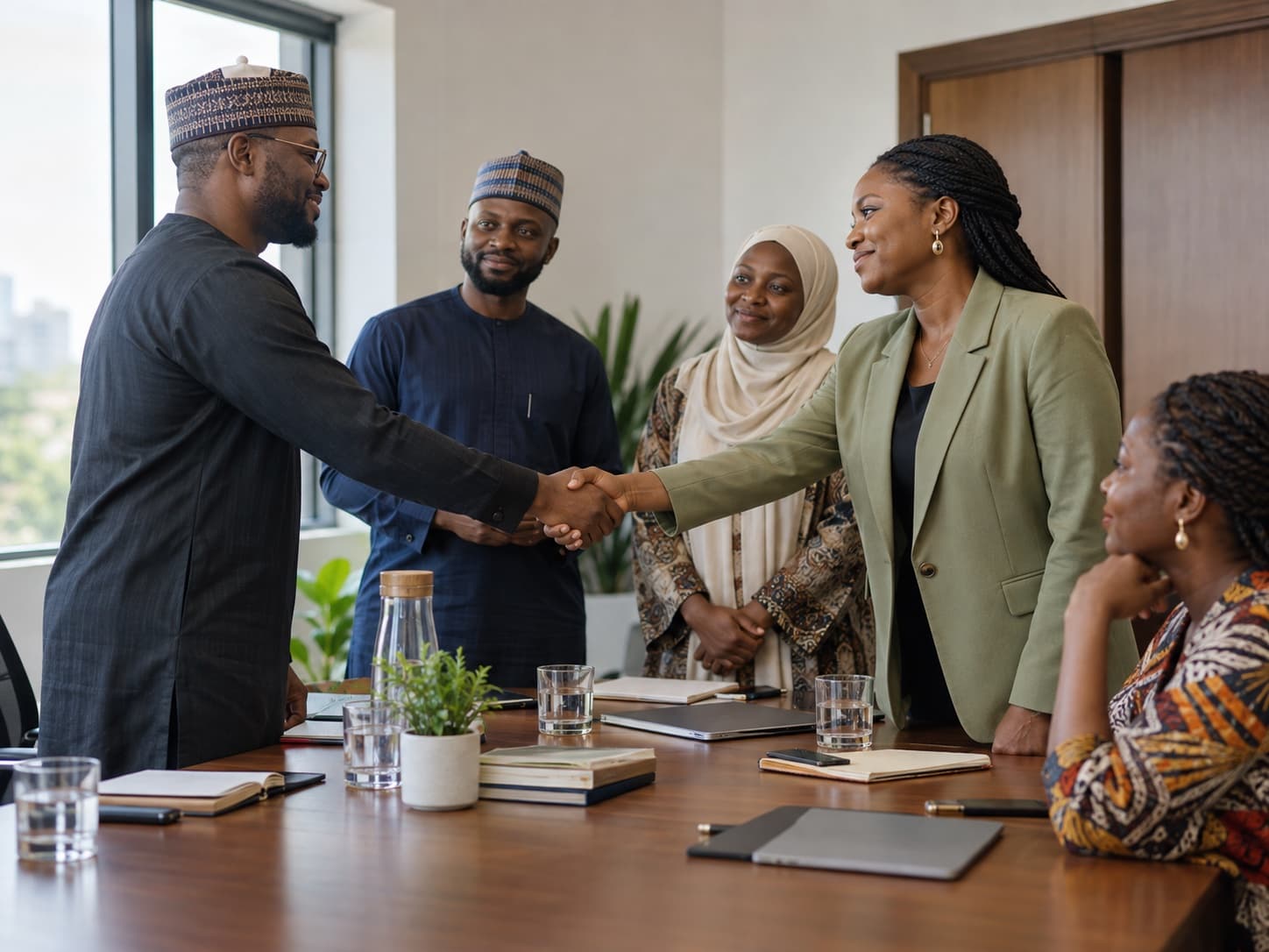 Nigerian professionals concluding a partnership meeting